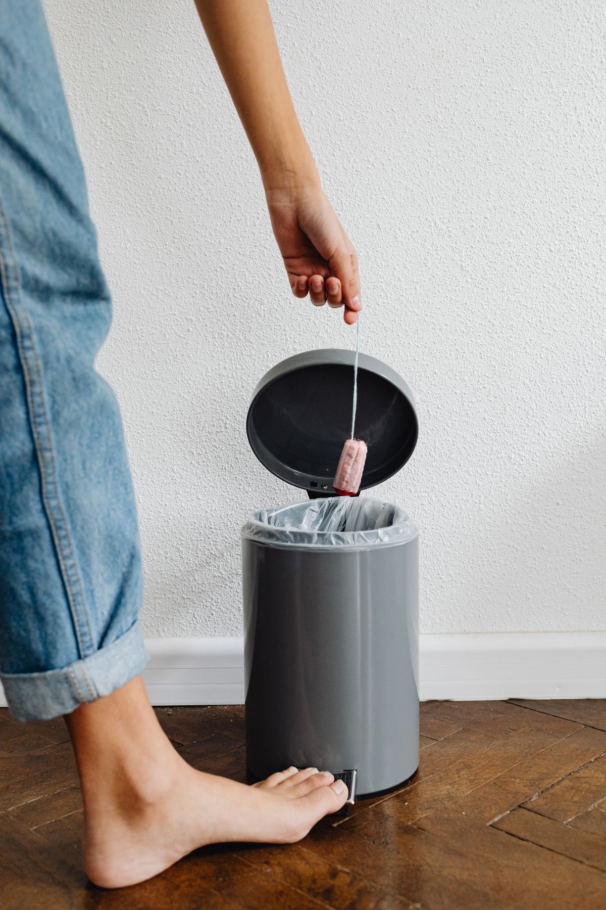 A household waste bin in a kitchen