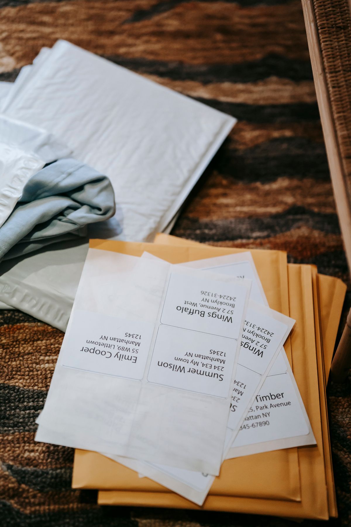 Shipping mailers with address labels