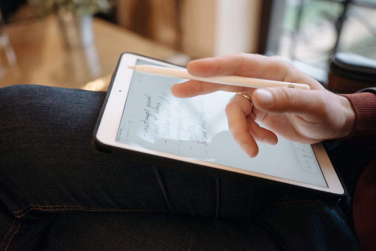 Handwritten notes on a tablet