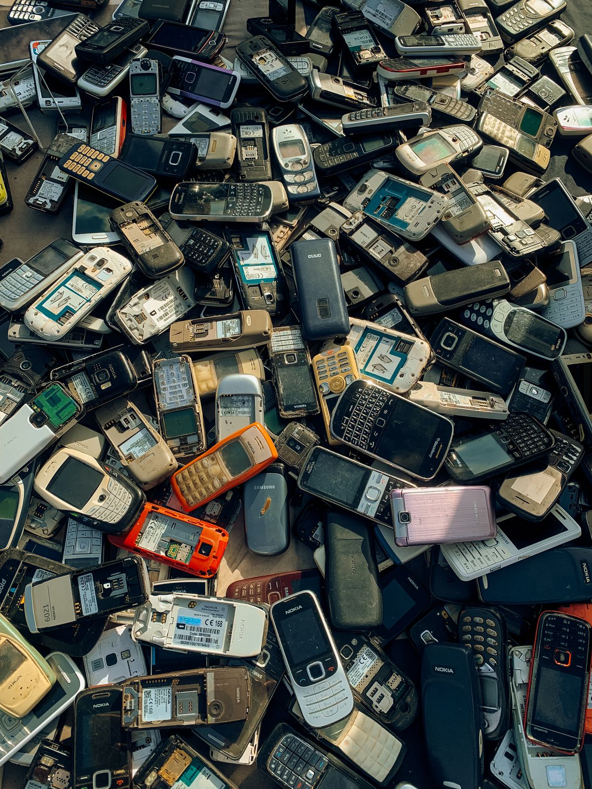 Collected old mobile phones